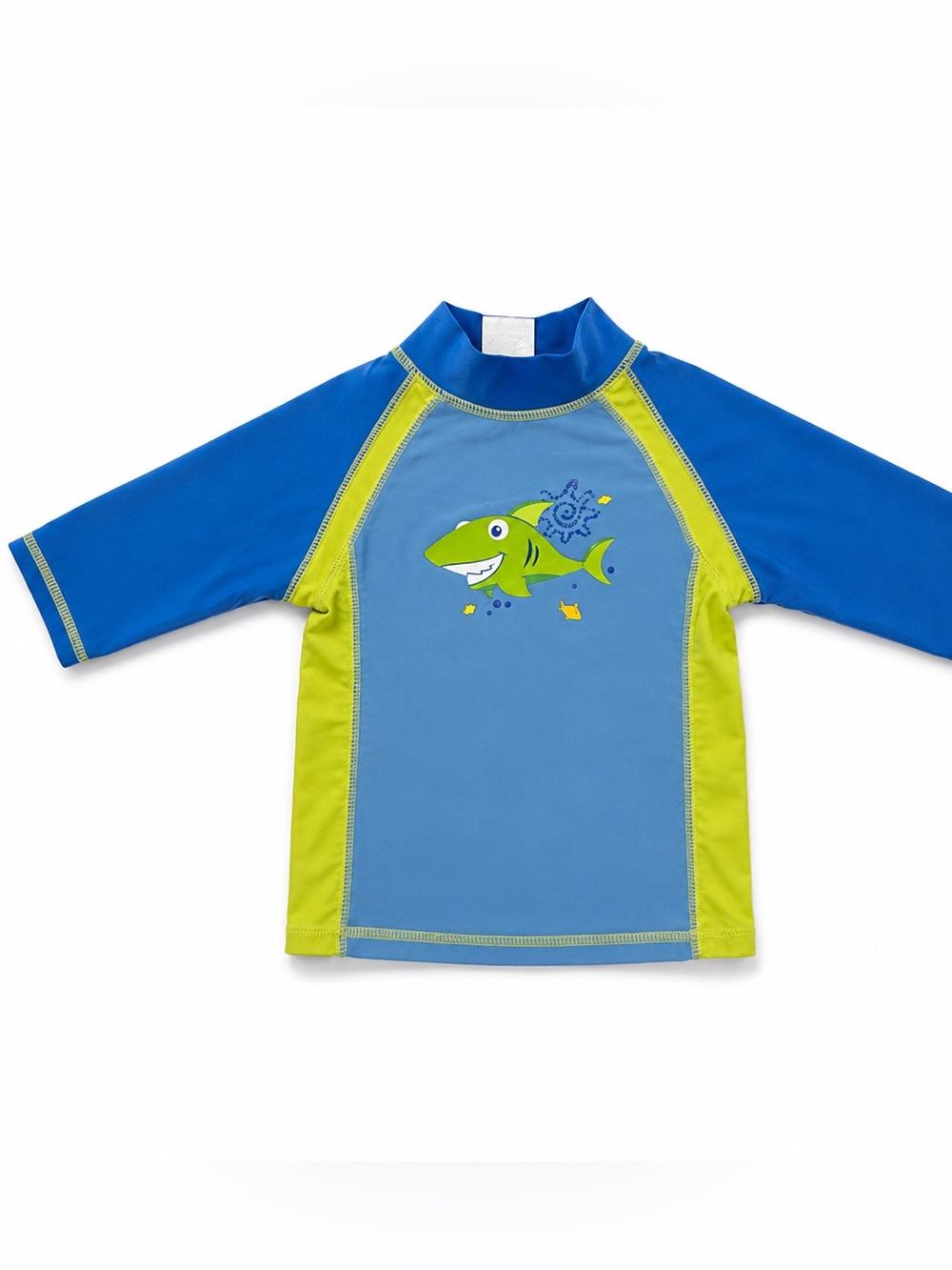 Uvskinz Blue & Lime Shark Print Kids Rashguard Swim Top